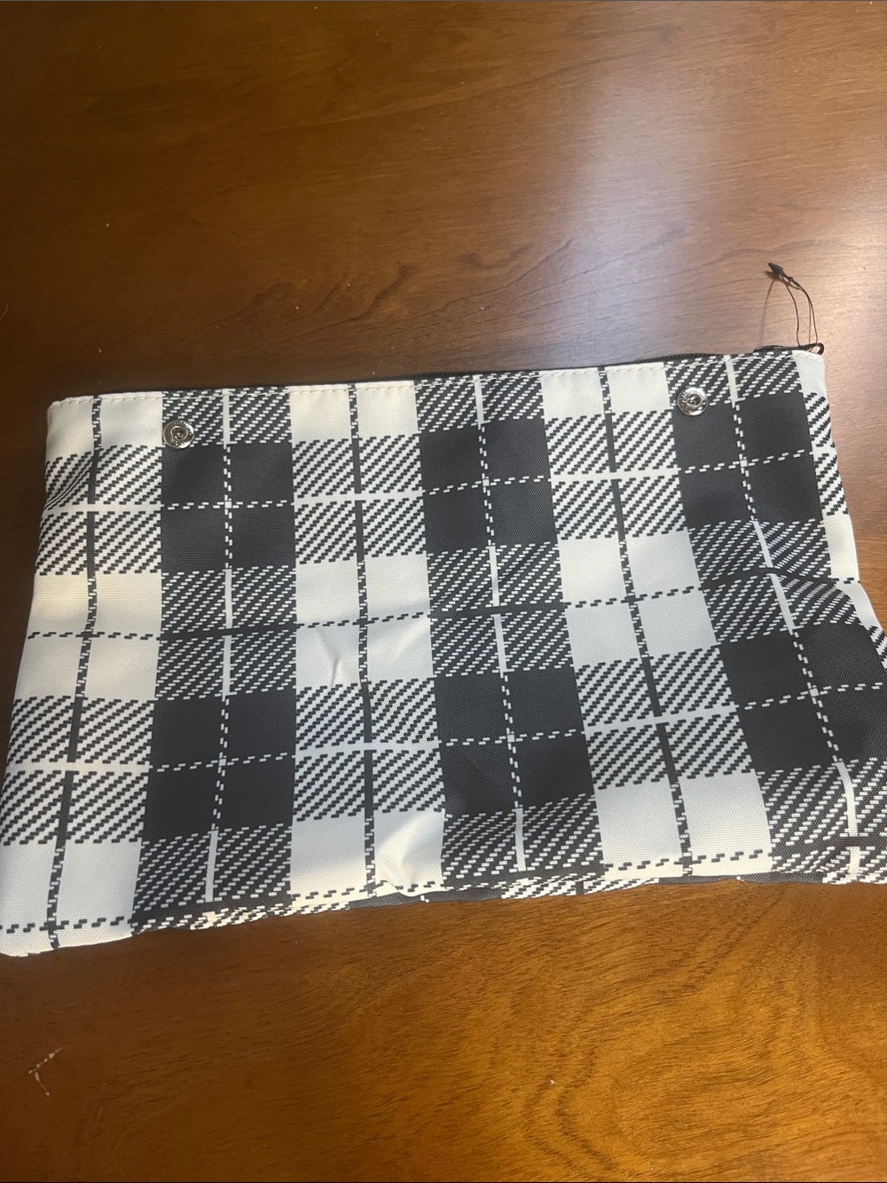 Scout Zippered Pouch Black and Cream Plaid - Picture 3 of 6